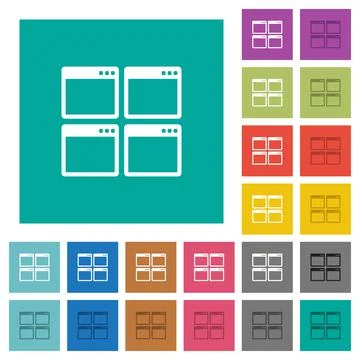 Mosaic window view mode square flat multi colored icons 库存插图