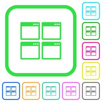 Mosaic window view mode vivid colored flat icons icons Stock Illustration