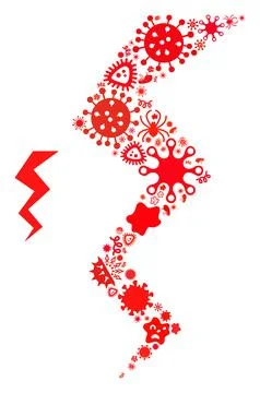 Mosaic Zigzag Strike Icon of Infectious Microbes Stock Illustration