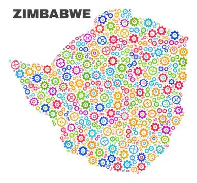 Mosaic Zimbabwe Map of Gear Elements Stock Illustration