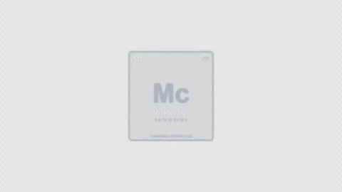 Moscovium Mc Periodic Table Element Tile Labeled Animation Video Overlay Alpha 4 Stockbeeldmateriaal 339359346