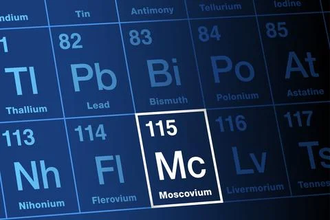 Moscovium on periodic table of the elements, with element symbol Mc 스톡 일러스트