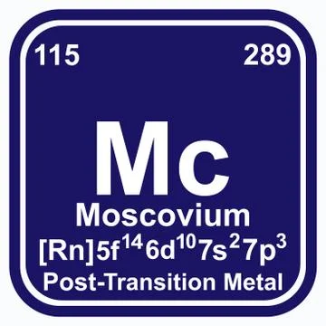 Moscovium Periodic Table of the Elements Vector illustration eps 10 Stock Illustration