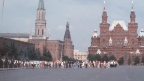 Moscow - 1971: the queue to visit Lenin's dead body in the Red Square Video stock 260891741