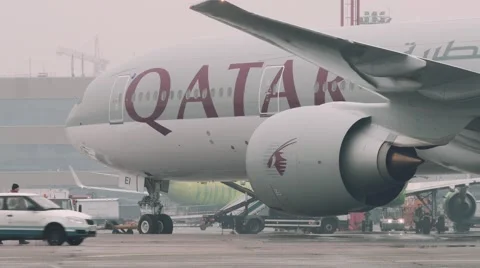 Moscow - 2016-04-01: long shot of Emirates Boeing 777-300ER Commercial Passenger Stock Footage 63615225