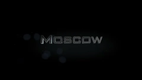 Moscow 3D title metal text on black alpha channel background Stock Footage 258133553