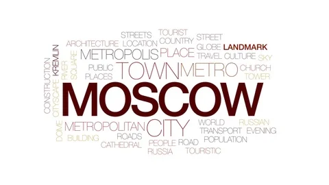 Moscow animated word cloud, text design animation. Kinetic typography. Stock Footage 75587363