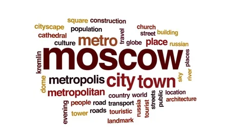 Moscow animated word cloud, text design animation. Stock Footage 75828032