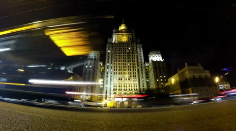 MOSCOW - AUGUST 2, 2015: Timelapse. Building Ministry  Foreign Affairs Russia. Stock Footage 58456950