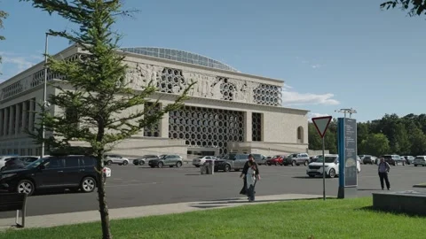 Moscow, August 3, 2023: main entrance of the Luzhniki aqua complex. Stock Footage 320889106