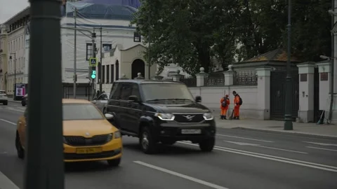 Moscow, August 9, 2024: Intersection of the carriageway of the Moscow. POV Stock Footage 320899718