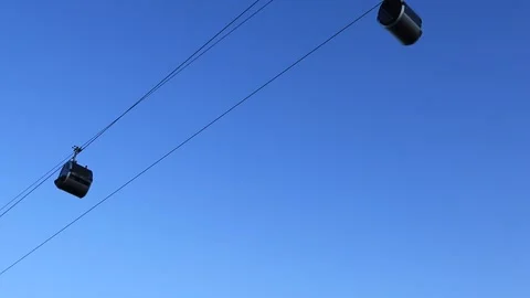 Moscow. cable car on the background of blue sky. Luzhniki. Stock Footage 165202372