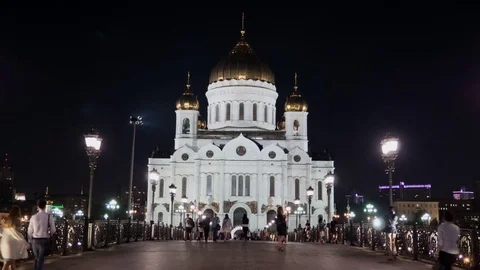 Moscow, Cathedral of Christ the Savior, Hyperlapse Stock Footage 79096168