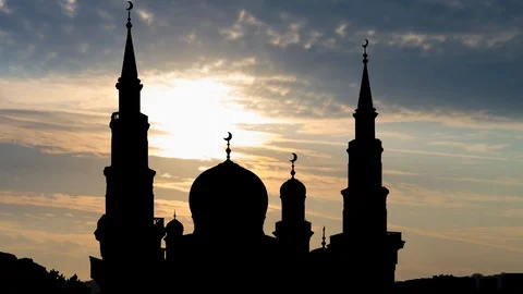 Moscow Cathedral Mosque: Time Lapse at Sunrise wit Moscow Cathedral Mosque Stock Footage 123299560