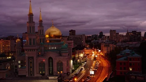 Moscow. Cathedral Mosque. Timelapse Stock Footage 74537767