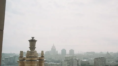 Moscow center view from the window of a high-rise building Stock Footage 274438981