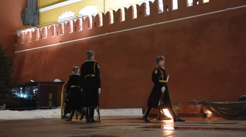 Moscow: Change of the Honor Guard at the Tomb of the Unknown Soldier - Part 2 Stock Footage