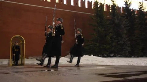 Moscow: Change of the Honor Guard at the Tomb of the Unknown Soldier - Part 1 Stock Footage