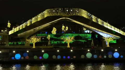 Moscow. Christmas Bridge 스톡 동영상 122340053