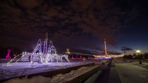 Moscow Christmas decorations Stock Footage 71265191