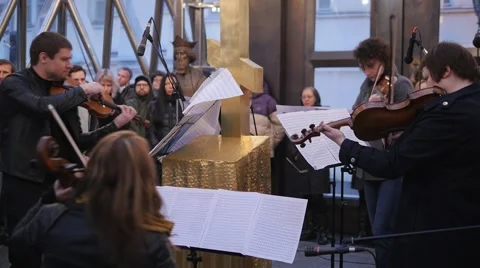 MOSCOW, CIRCA 2015: String Quartet plays live chamber concert Stock Footage 51421803