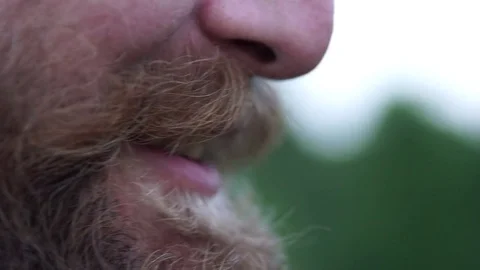 MOSCOW - CIRCA 2017: Close up of a beard man smoking a hand-rolled cigarette Vidéo 80133170