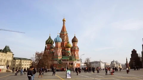 MOSCOW - CIRCA 2018: Red square hyperlaspe with camera moving forward. View on Stock Footage 99585998