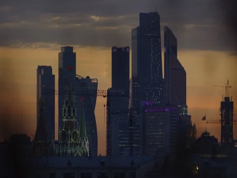 Moscow-City after Sunset Stock Footage 80978225
