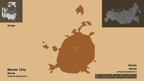 Moscow City location. Russia. Solid patterned map Stock Footage 135827954
