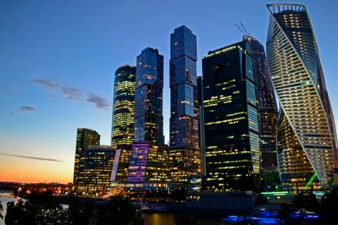 Moscow City at night Stock Photos