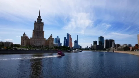 Moscow City River Stock Footage 124005992