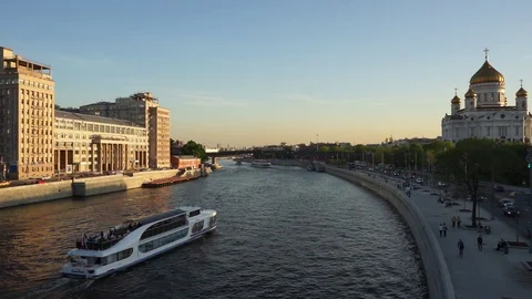 Moscow city river view Video stock 89548724