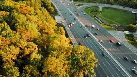 Moscow city road traffic 2021 summer zoom Stock Footage