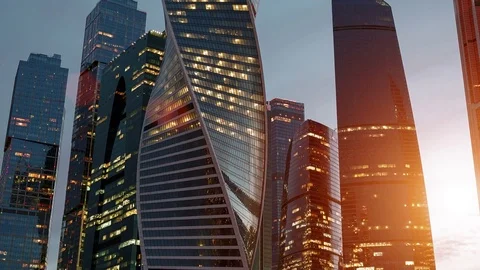 Moscow City skyline hyperlapse Stock Footage 79913968
