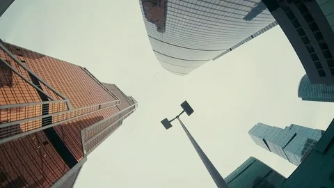 Moscow City Towers Slow Motion Stock Footage