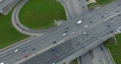 Moscow city view with traffic on intersections, aerial Stock Footage 124625296