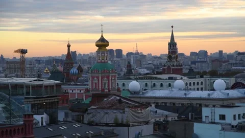 Moscow cityscape at sunset 스톡 동영상 220361787