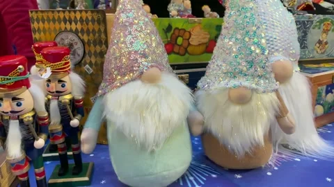 Moscow: Close-up bright and shiny Christmas toys, Christmas decoration selling Stock Footage 220296189