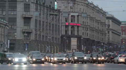 Moscow crossroad traffic. Video stock 33205145