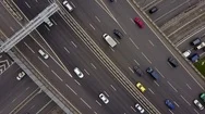 Moscow Day Time Traffic Road Junction Intersection Aerial Panorama 4K Russia Stock Footage