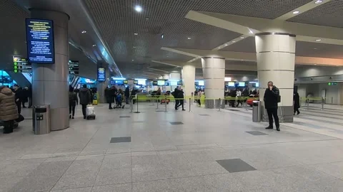 Moscow, Domodedovo airport inside Stock Footage