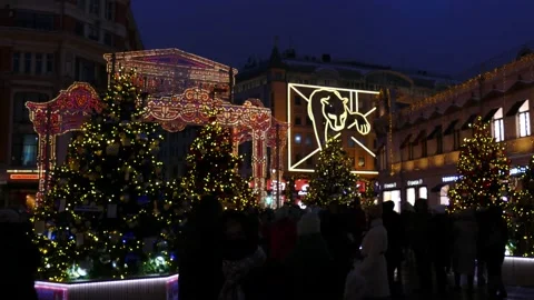 Moscow in the evening in winter in the center Stock Footage 169961648