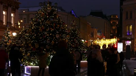 Moscow in the evening in winter in the center Stock Footage 169961831