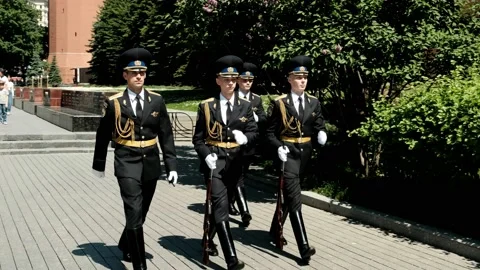 Moscow guard, Changing of the guard on Red Square.  Moscow, 08.06.2022. Stock Footage 200920550
