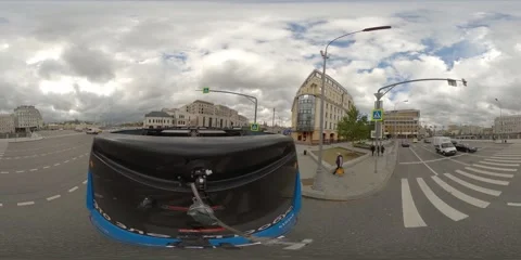 Moscow has electric buses that circulate the city. Stock Footage 246973280