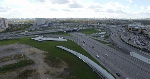 Moscow highway with interchanges, aerial view Stock Footage 122037208