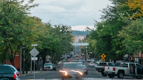 Moscow Idaho Main Street Timelapse Stock Footage