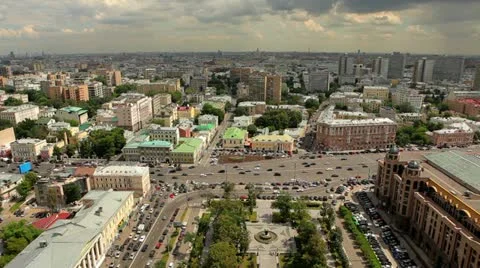 MOSCOW - JULY 2012: View from the heights on the Kudrinskaya square. Stock Footage