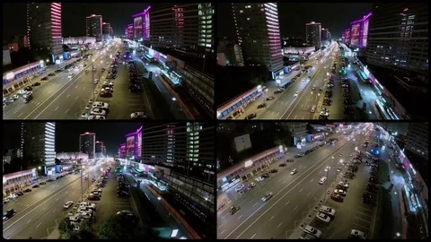 MOSCOW - JUN 1, 2014: Collage with city traffic on New Arbat street with Vídeos de archivo 83375275