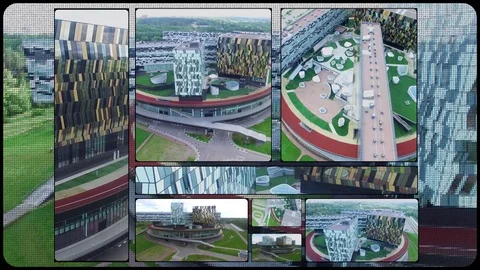 MOSCOW - JUN 13, 2016: Collage with main building of Moscow School of Management Vídeos de archivo 82683271